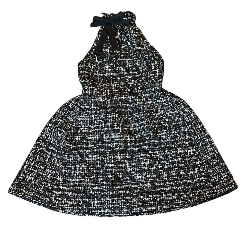 Black tweed halter dress, small